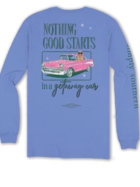 Simply Southern Taylor Swift Inspired Getaway Car Periwinkle Graphic Tee